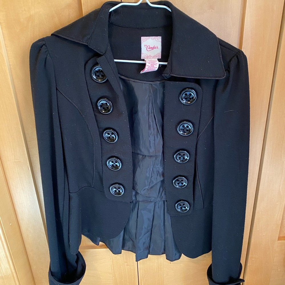 Candie's Black Riding Jacket with Wide Collar